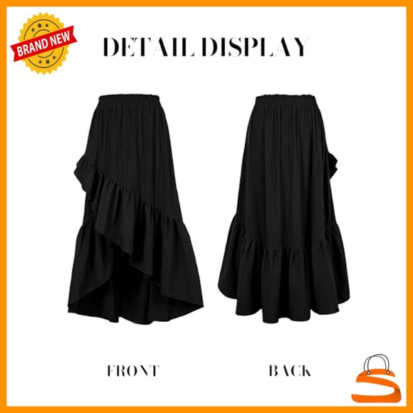 Asymmetrical Wrap Maxi Skirt with Slit, Size S, Polyester Nylon, Boho Flowy - Picture 5 of 7